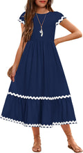 Girls Summer Maxi Dress with Pockets and Tiered Swing Hem - Casual Fit