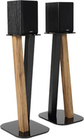 EXIMUS One Pair Fixed Height Universal Speaker Floor Stands - Oak