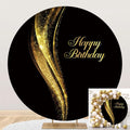 Black and Gold Round Backdrop for Stunning Birthday Portraits