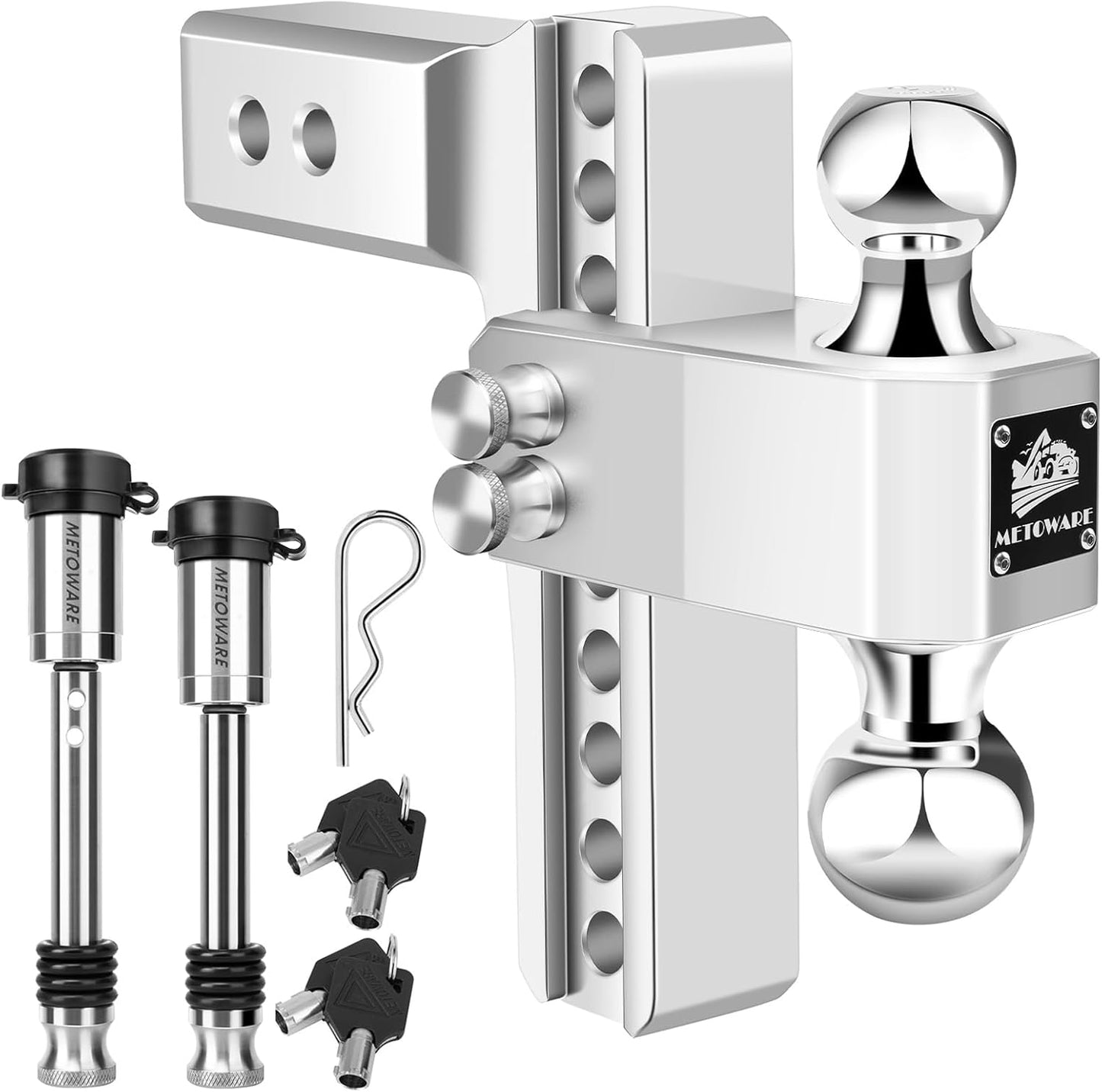 METOWARE Adjustable Trailer Hitch - Heavy Duty 8-Inch Drop/Rise