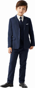 MAGE MALE Boys' 5-Piece Slim Fit Tuxedo Suit Set with Suspenders