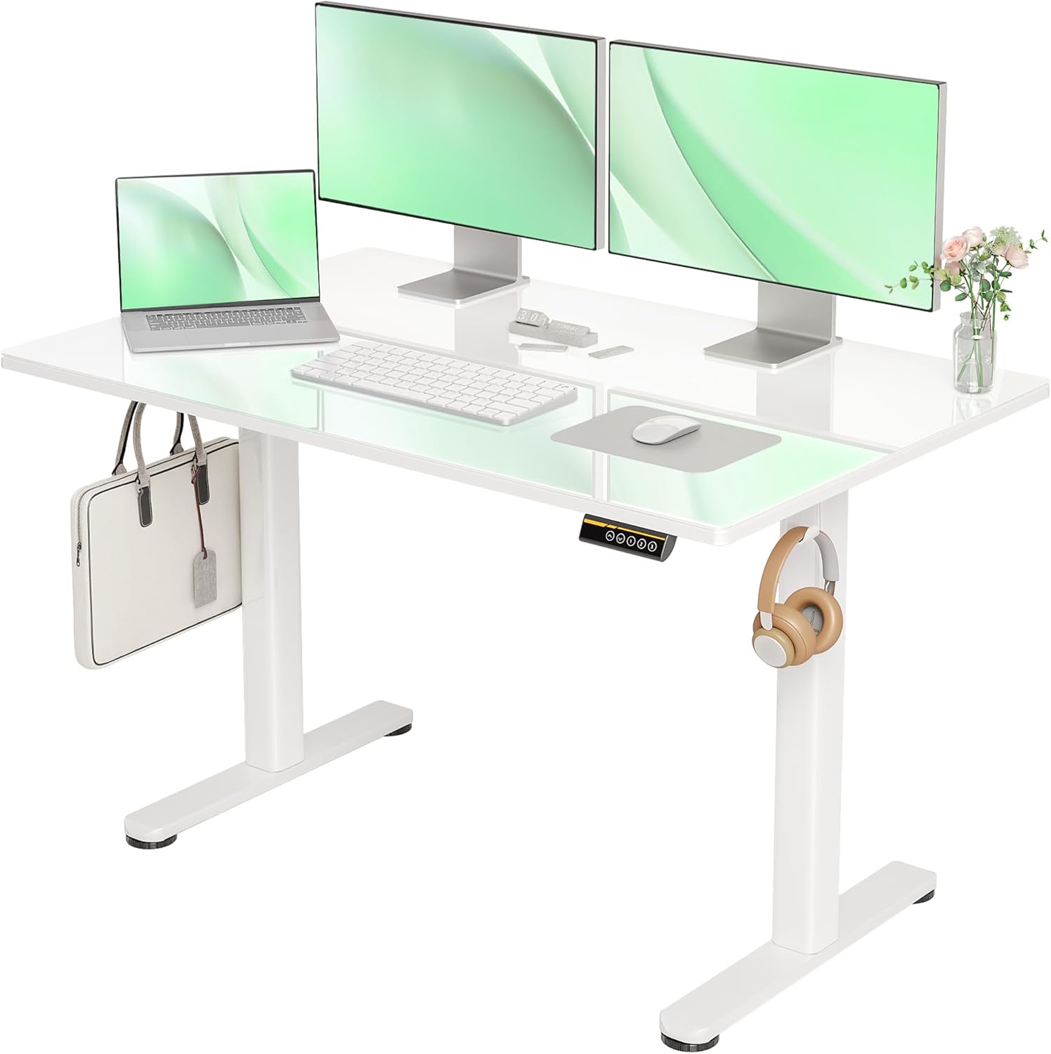 Claiks Glass Standing Desk with Electric Height Adjustment