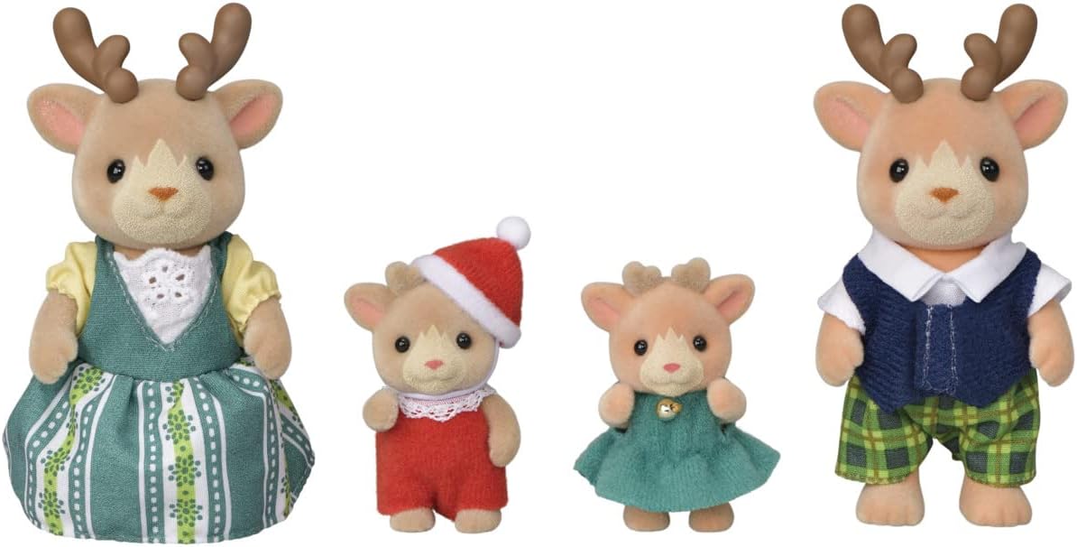 Calico Critters Reindeer Family Set of 4 Collectible Doll Figures