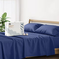Queen Size Cotton Bed Sheets 500 TC Navy Blue - Cooling Sateen