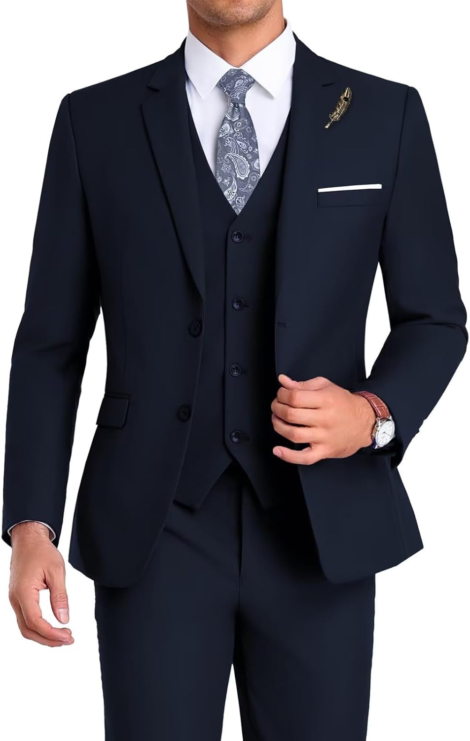 Men Suit 3 Pieces Slim Fit Tuxedo for Groomsmen and Business
