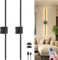 35 in Battery Operated Wall Sconce Set of 2 - Rechargeable, Dimmable