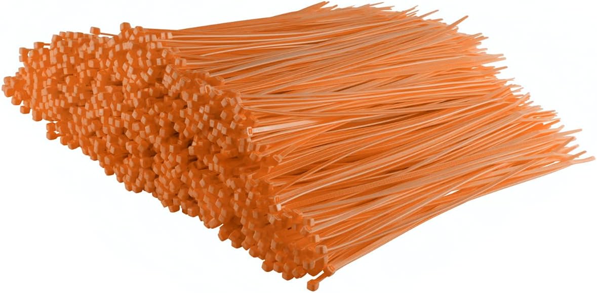 GTSE 8 Inch Orange Zip Ties - 1000 Pack for All Your Needs