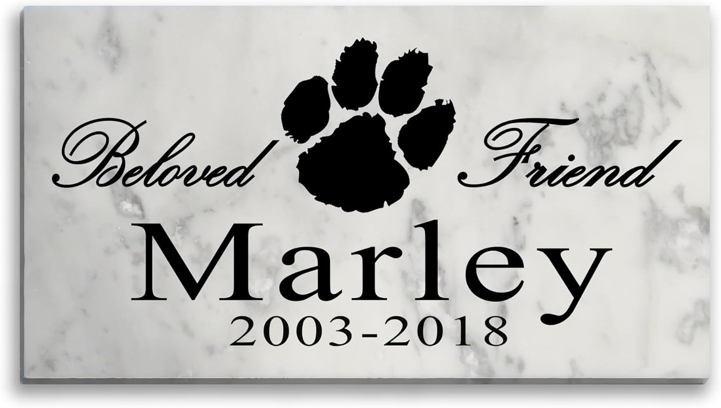 Personalized Dog Memorial Gift Stone with Paw Print Artwork