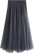 Dirholl Women's A-Line Tulle Layered Midi Skirt - Fairy Ruffle Fit