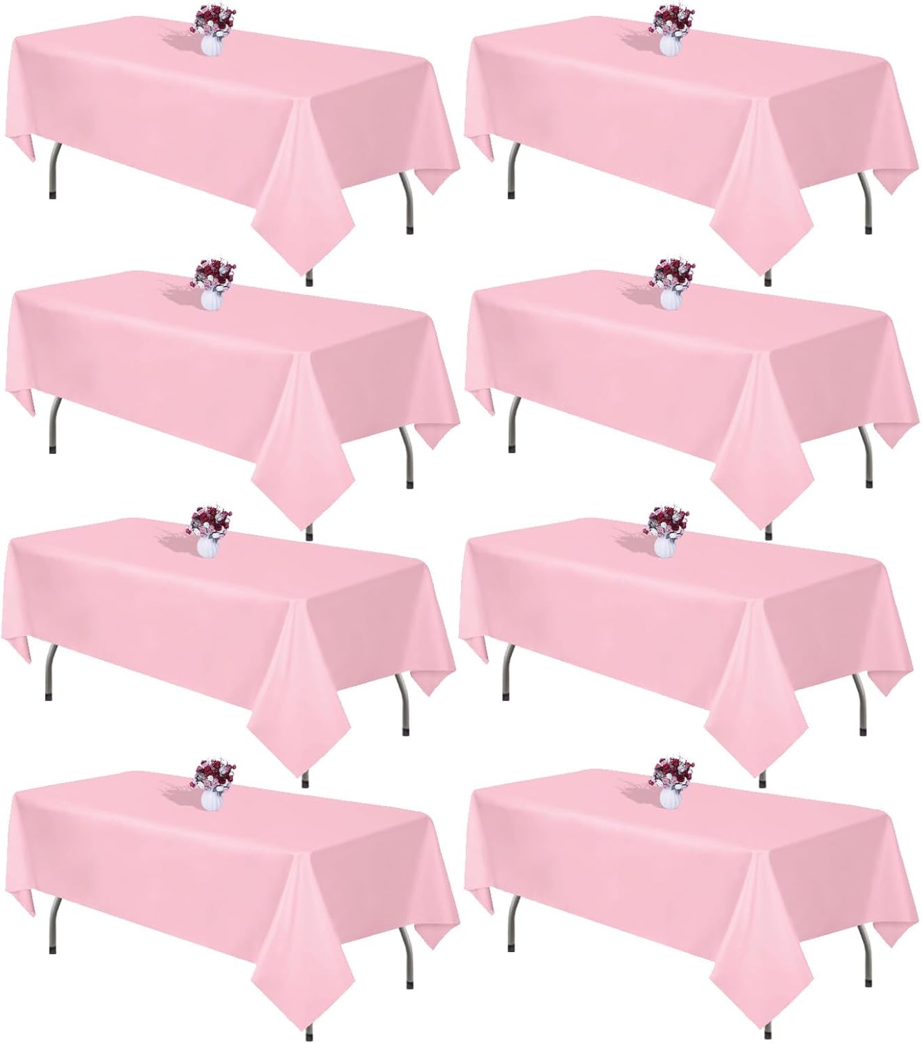 8 Packs Pink Tablecloths for 8ft Rectangle Tables - Durable & Stylish
