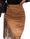 Fringe Suede Skirt for Women High Waisted Mini Skirt 2023