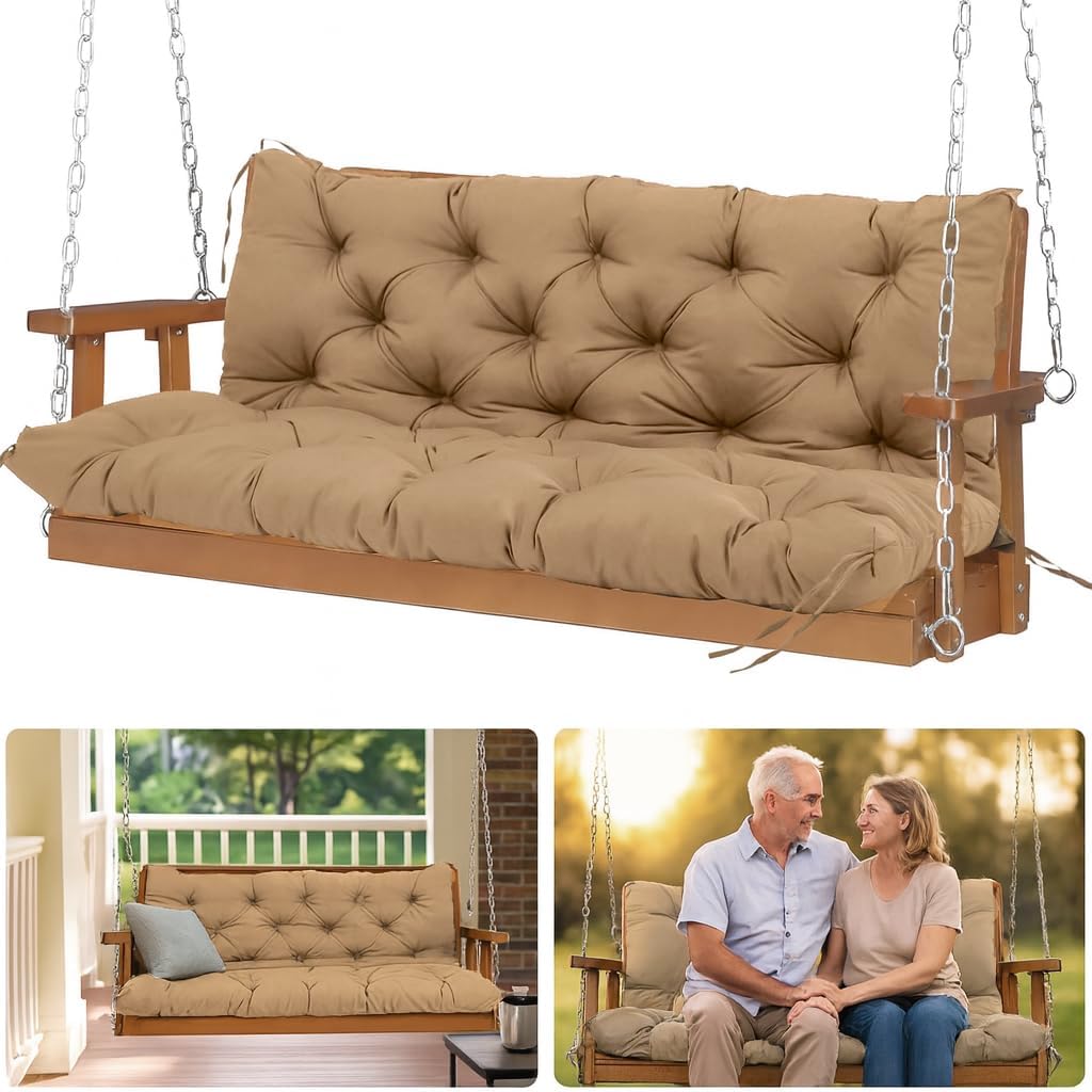 Porch Swing Cushions Thickened 5 Inch for 3 Seat Garden Swing