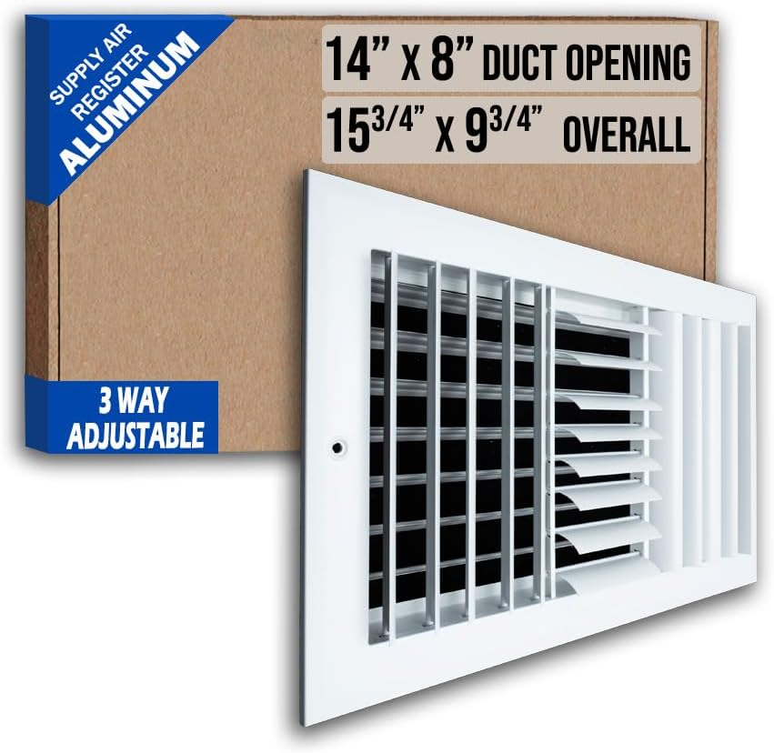 14x8 Adjustable Aluminum Air Supply Grille for Ceiling & Sidewall