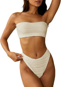 Strapless Textured Bandeau Bikini Set - Flattering Cheeky Fit Jewelry