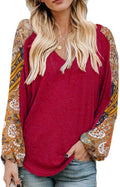 Boho Tops for Women Long Sleeve V Neck Tunic - Flowy Fall Blouse Shoes