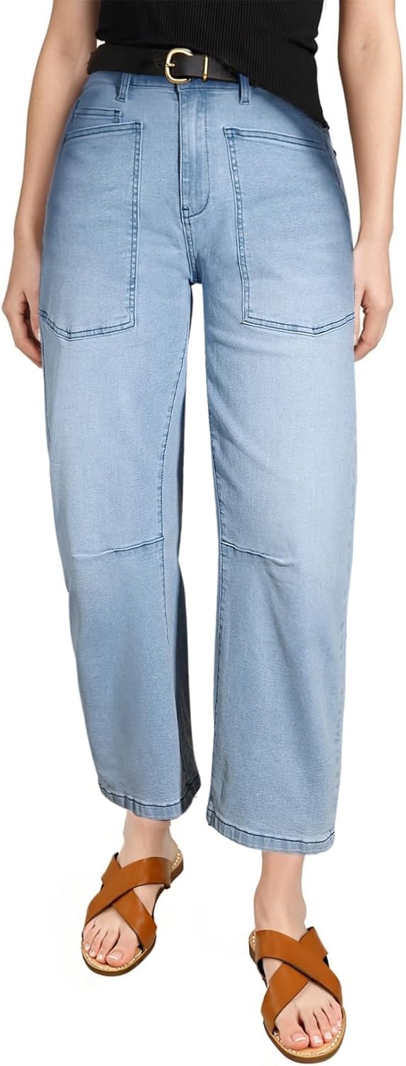 EVALESS Womens Baggy Barrel Jeans High Waisted Wide Leg Style