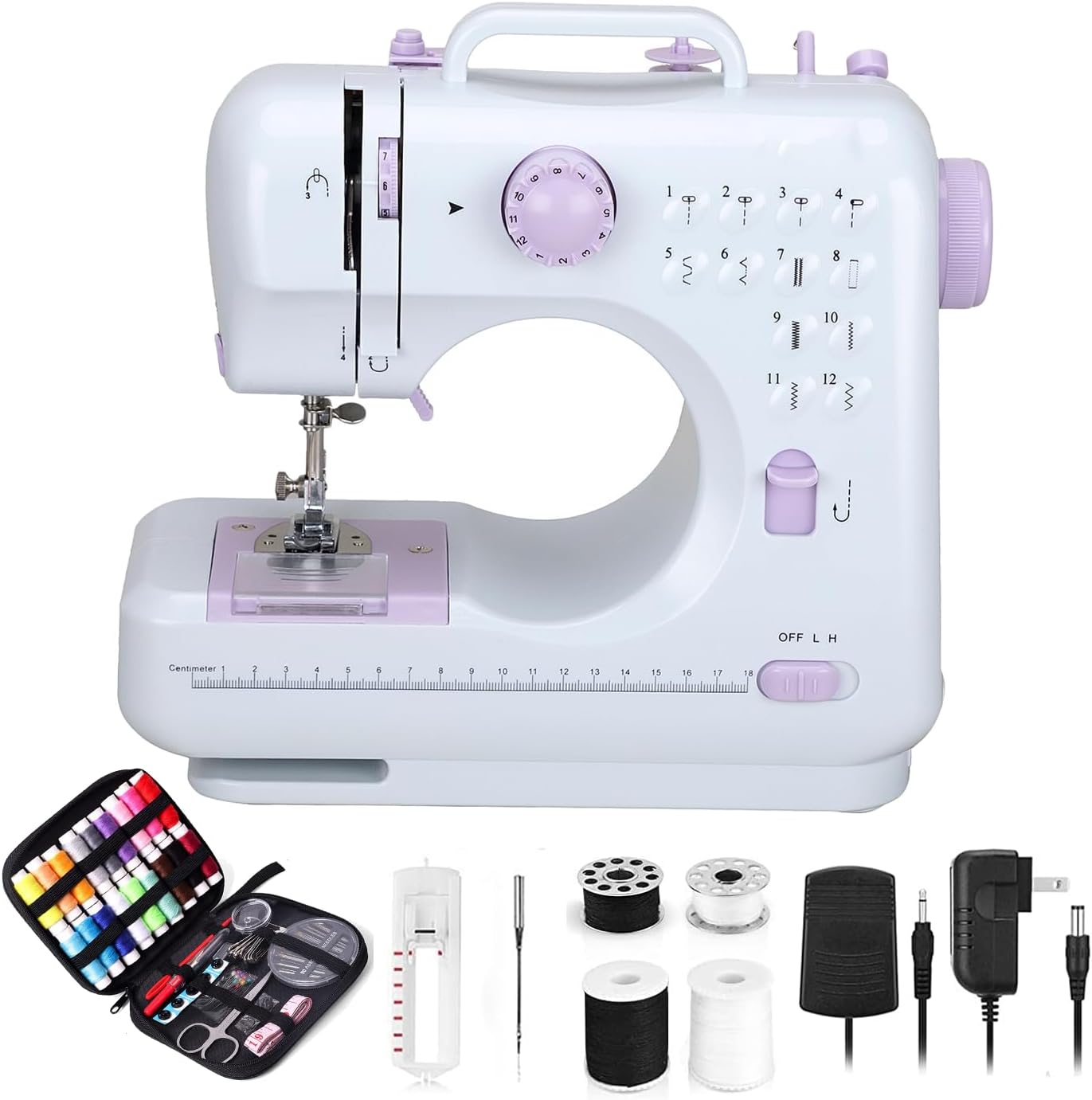 Compact Sewing Machine - 12 Stitches, Portable Design for DIY & Repairs