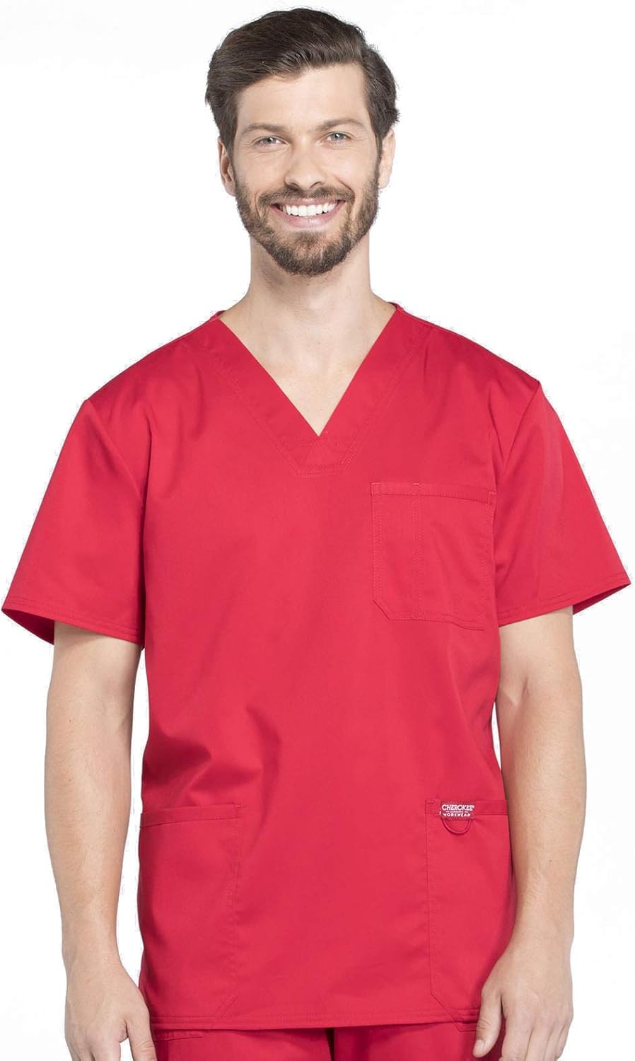 Cherokee Men's V-Neck Scrub Top with 3 Pockets and Comfort