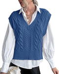 Sweater Vest for Women V Neck Sleeveless Knit Ribbed - Soft Cotton