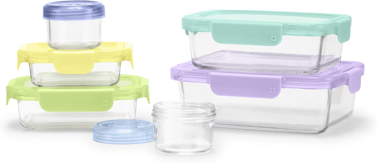 Ello Color Lock 12PC Mixed Glass Food Storage Set for Freshness