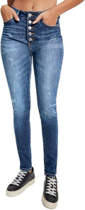 Allimy High Rise Skinny Ripped Jeans - Stretchy High Waisted Fit