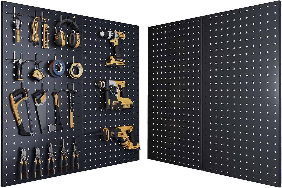 Heavy-Duty Metal Pegboard for Garage Tool Organization and More