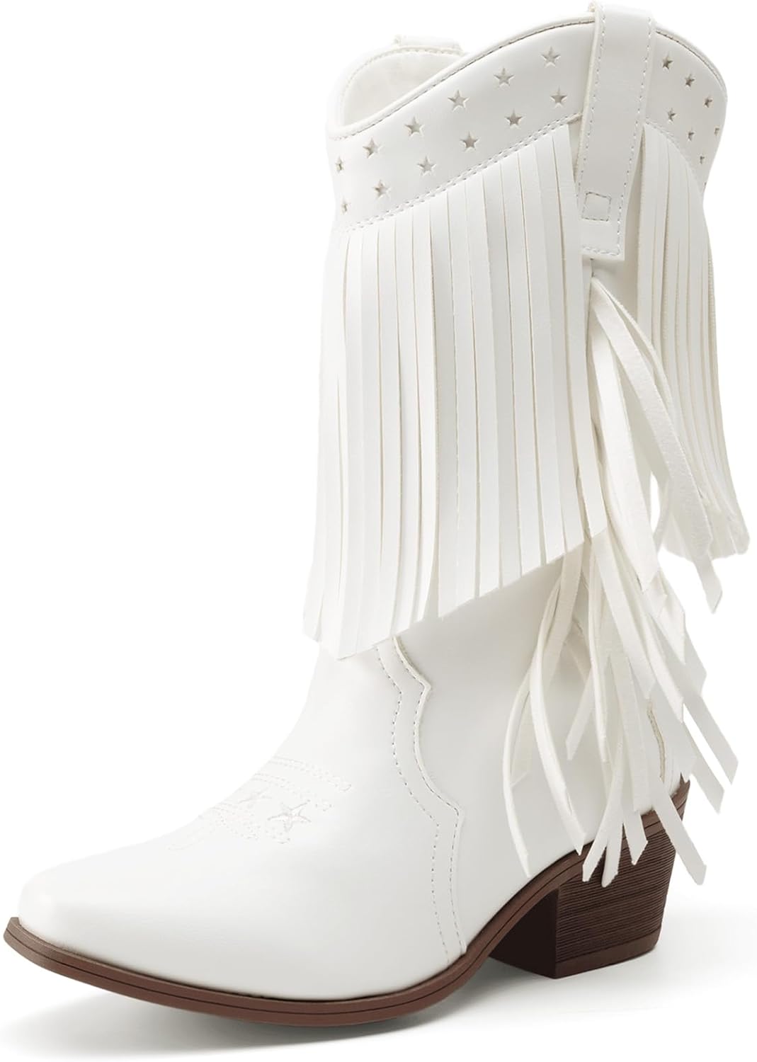 DREAM PAIRS Girls Cowboy Boots with Tassel Fringe for Kids