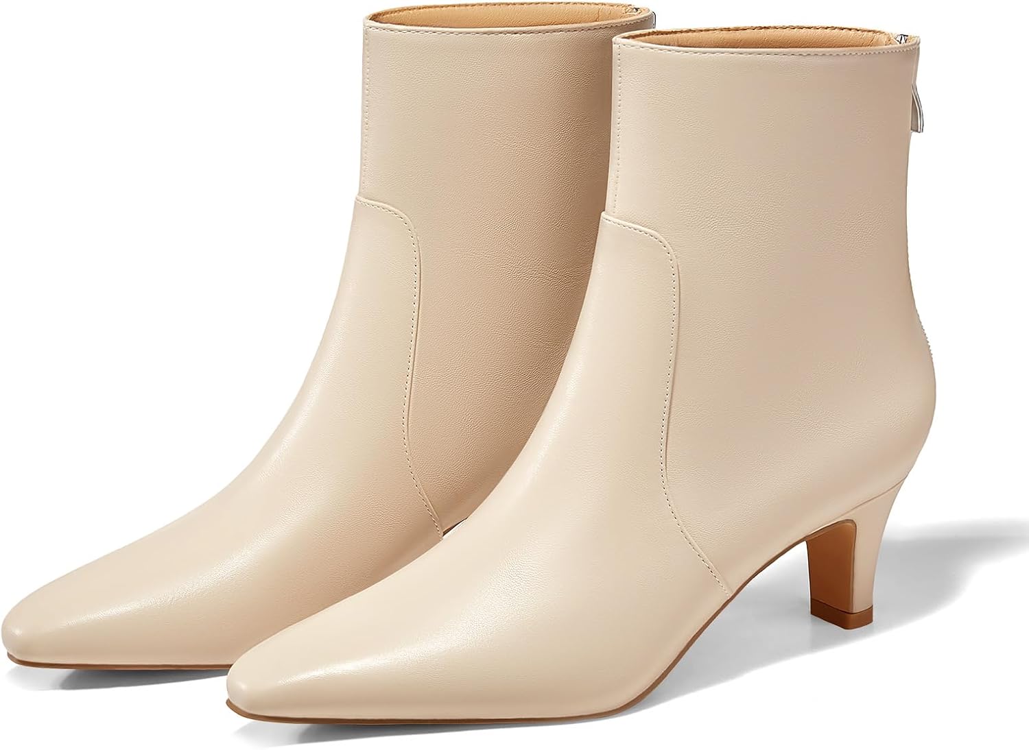 Coutgo Womens Low Kitten Heel Short Boots for Fall Fashion