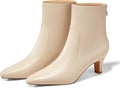 Womens Kitten Heel Ankle Boots Faux Leather - Square Pointed Toe