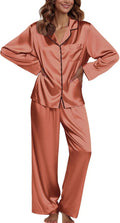 Ekouaer Silk Satin Pajama Set for Women - Soft Long Sleeve Lounge