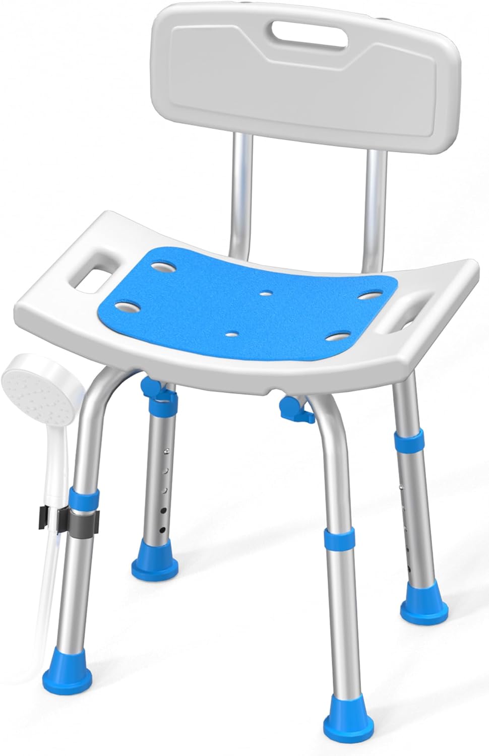Heavy Duty Shower Chair for Seniors with Removable Backrest