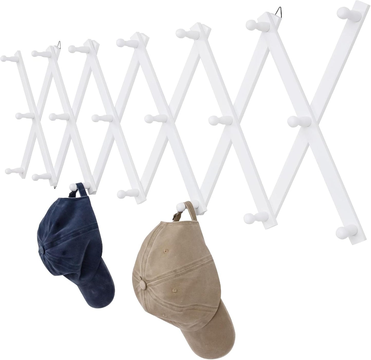 Expandable Wooden Wall Rack with 20 Hooks for Versatile Storage