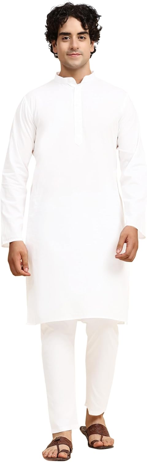 Men's Pure Cotton Solid Kurta Pajama Set for Daily Wear