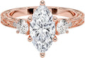 1-3 CT Moissanite Engagement Ring Marquise 3 Stone - Classic Art Deco