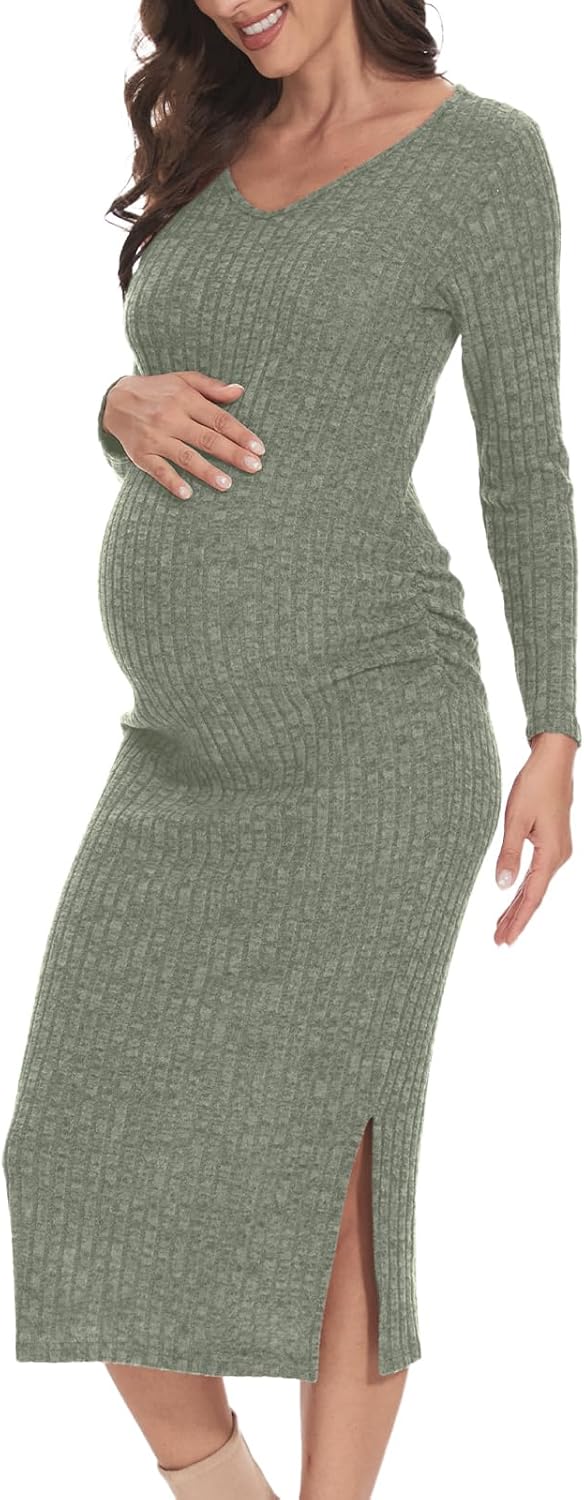 Long Sleeve Maternity Sweater Dress for Fall Winter Events