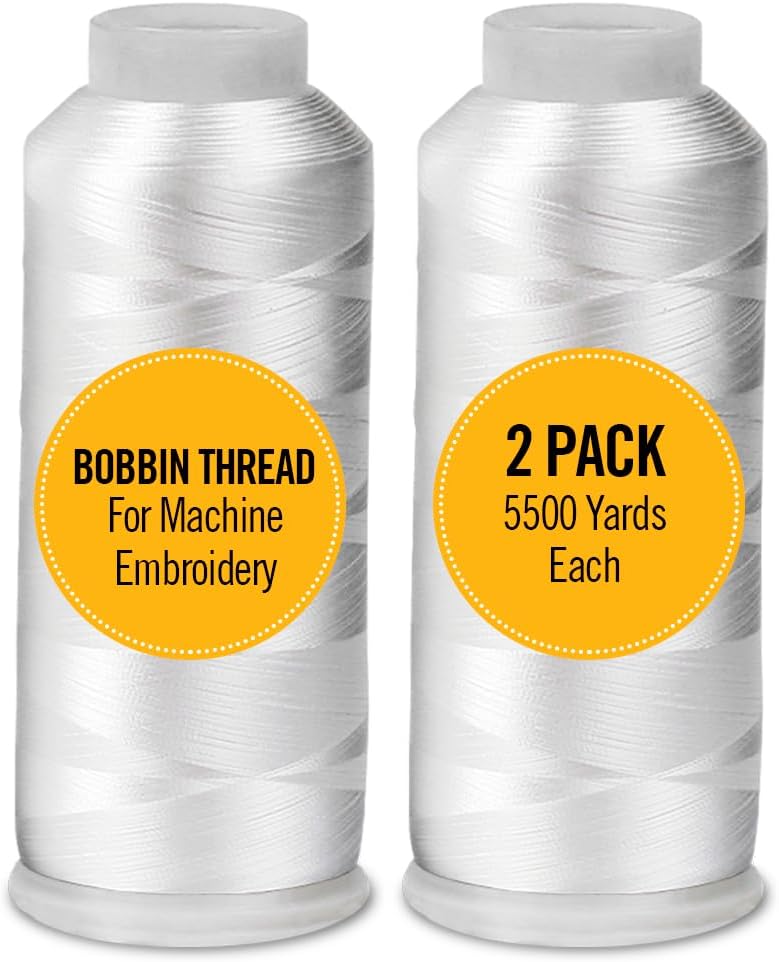 Lint-Free X-Large Bobbin Thread - Ideal for Machine Embroidery! 5500 Yards x2