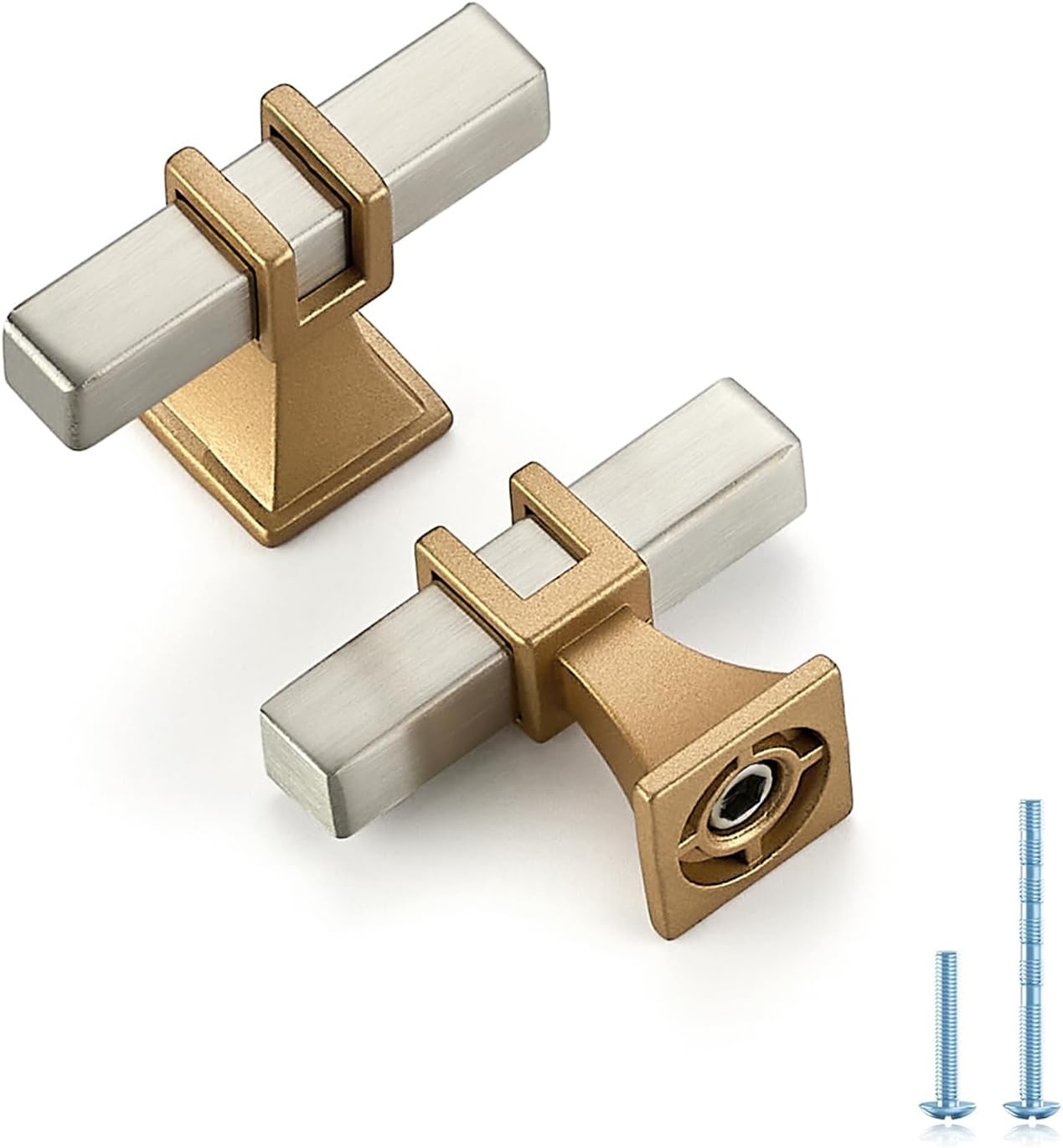 30 Pack 2 inch Brushed Nickel and Gold Cabinet Handles for Home