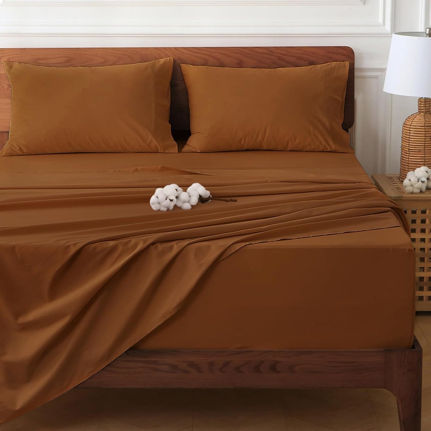 HYPREST 100% Cotton Sheets for Queen Size Bed with Deep Pockets