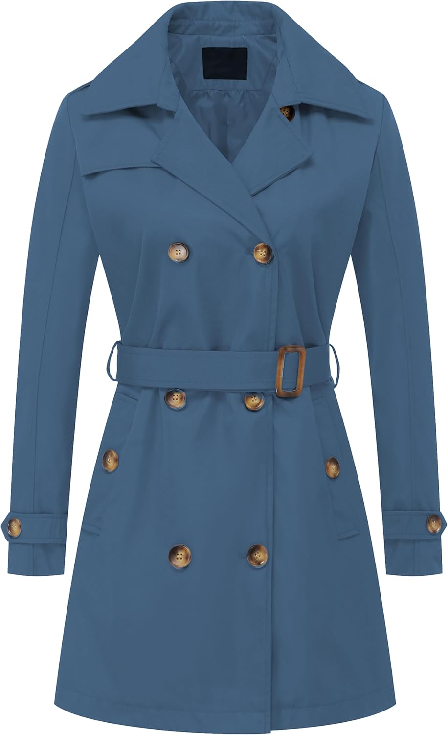 Chrisuno Women's Double Breasted Trench Coat with Detachable Hood