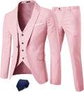 YND Men's Slim Fit 3 Piece Suit One Button Set - Sharp Modern Fit