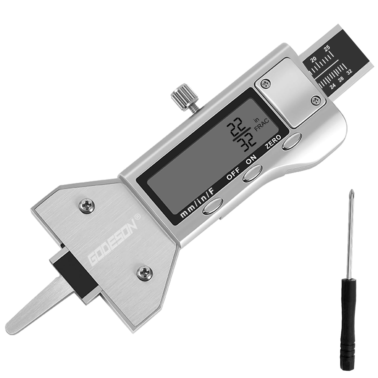 GODESON Metal Digital Tire Tread Depth Gauge for Accurate Readings
