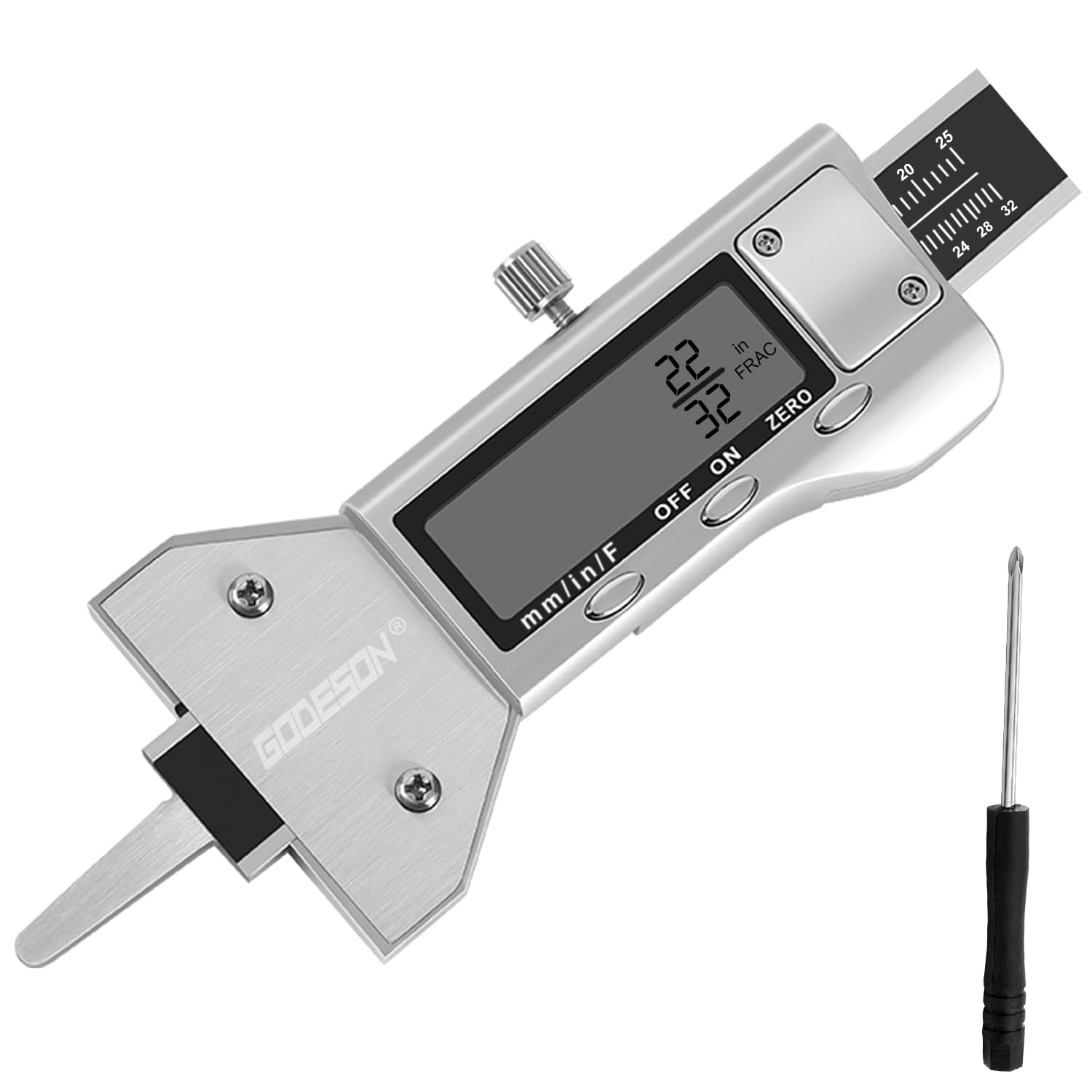 GODESON Metal Digital Tire Tread Depth Gauge for Accurate Readings