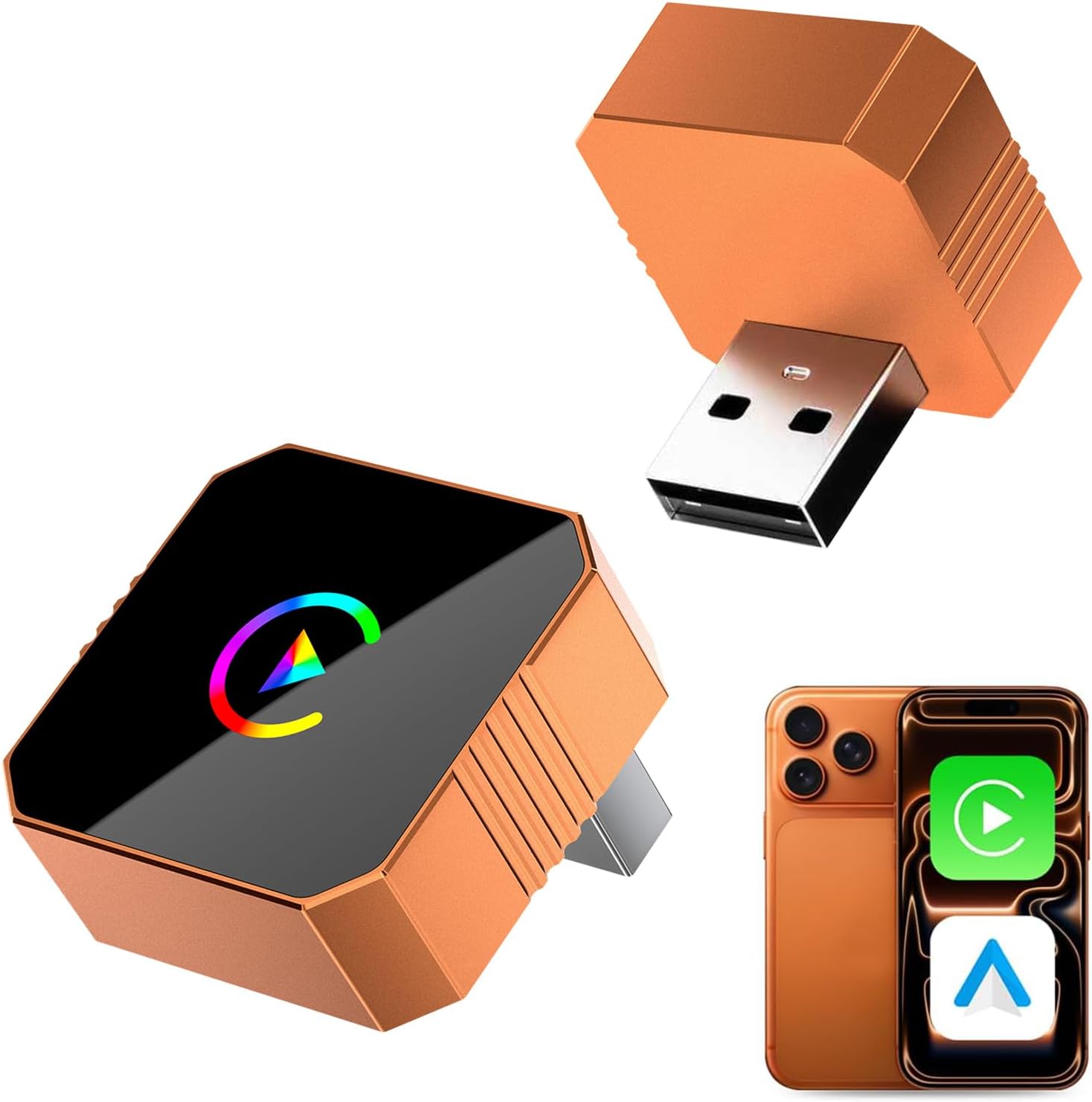 Wireless Carplay Adapter for iPhone and Android Auto 2in1