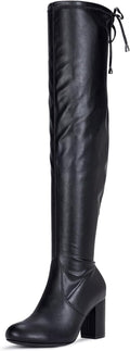 Vepose Women's Over the Knee Suede Thigh High Boots - 3in Chunky Heel