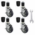 4 inch Prep Table Casters Set of 4 - Adjustable Stem Wheels