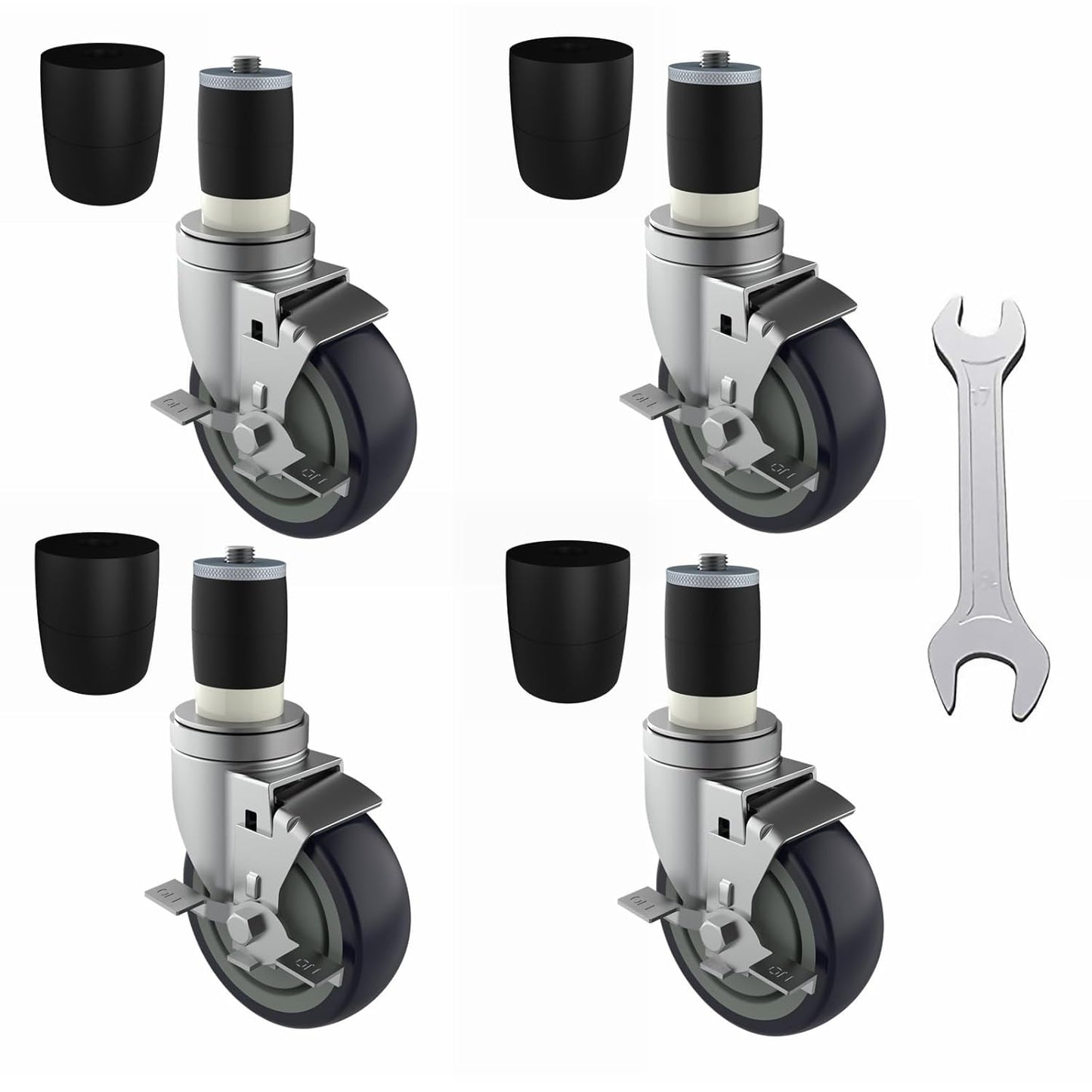 4 inch Prep Table Casters Set of 4 for Commercial Kitchen Use