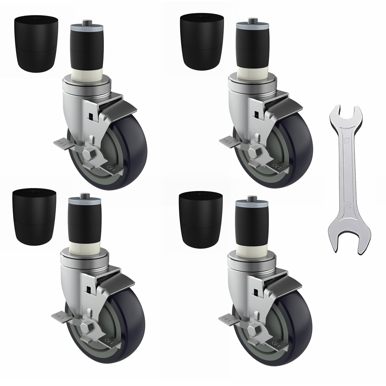 4 inch Prep Table Casters Set of 4 for Commercial Kitchen Use