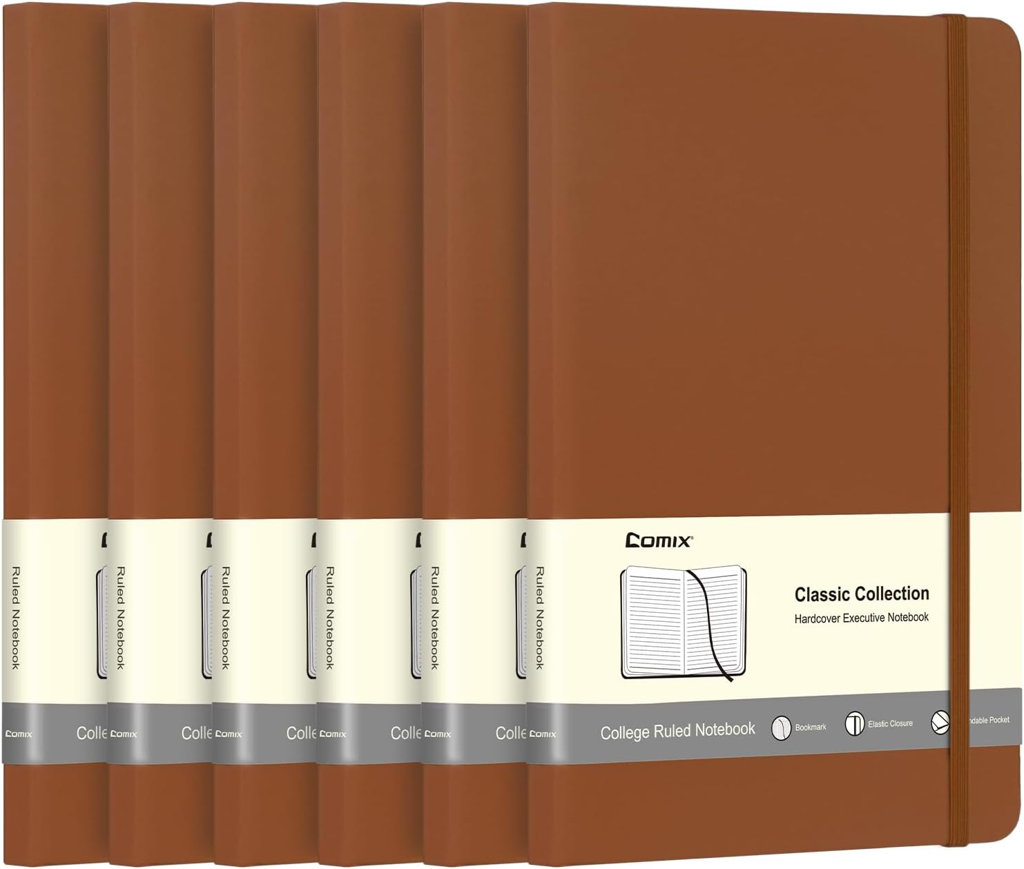 Comix 6 Pack Lined Journal Notebooks for Work and School
