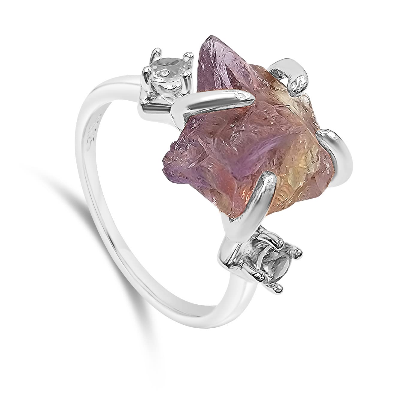 Real Raw Crystal Ring with Ametrine in Sterling Silver Gift