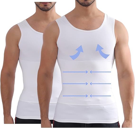 Henicepte Men Slimming Tummy Control Chest Compression Undershirt